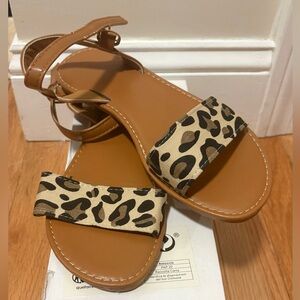 Leopard Print Tan Strap Women's Sandals